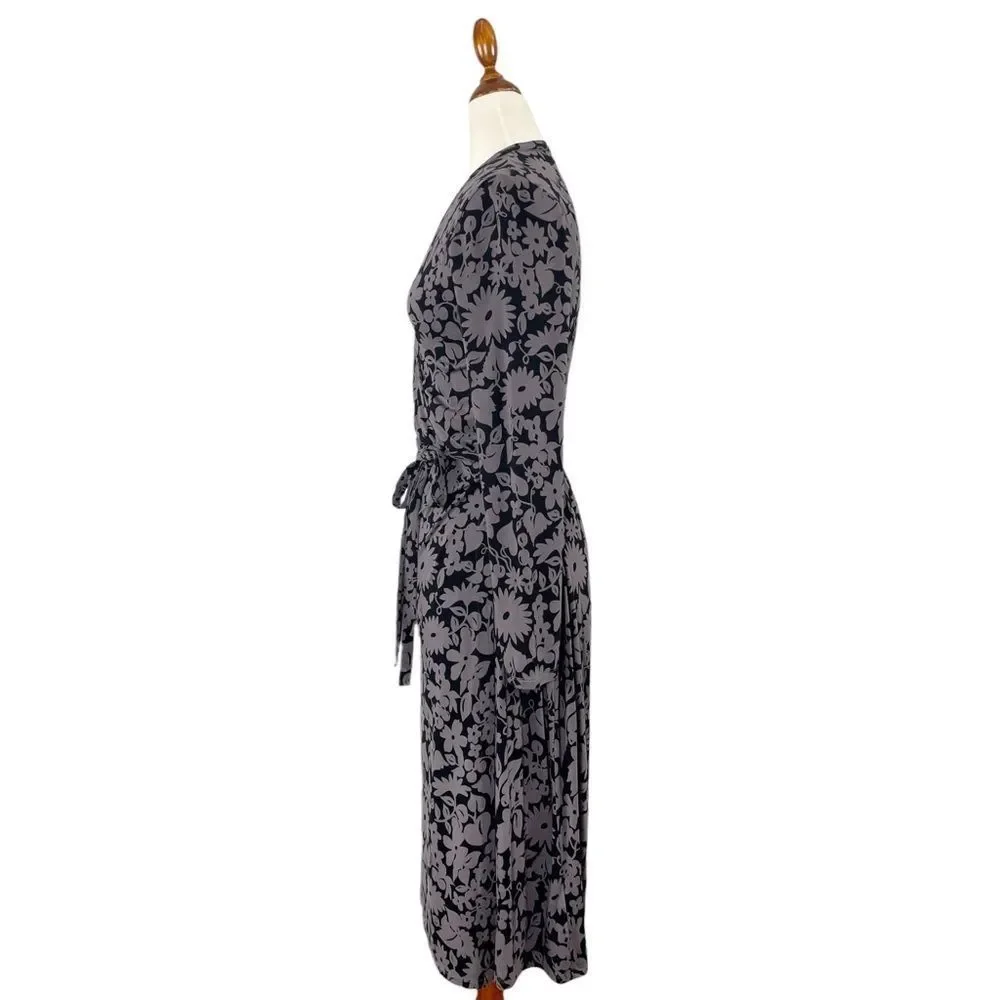Boden Soft Jersey Long Sleeve Wrap Dress Purple Grey Size 6 Long - Picture 3 of 8